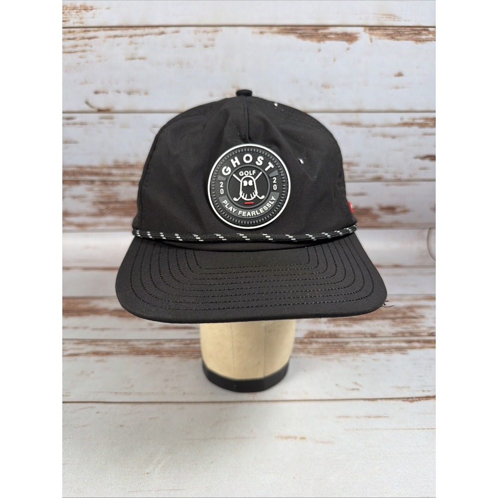Ghost Golf Play Fearlessly Icon Patch Rope Snapback Hat Cap Mens Black OSFM